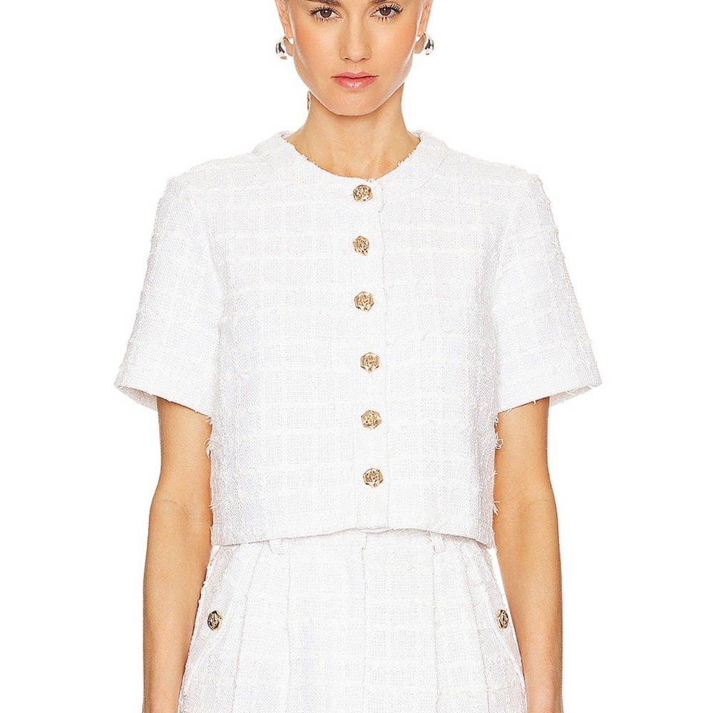 Amanda Uprichard Braswell Top in Kerrigan White Tweed - Small